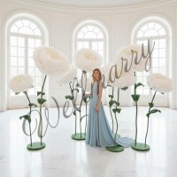 Аренда ростовых бумажных цветов "Пионы белые White/Green"